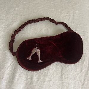 Burgundy Velvet Sleep Mask with Champagne Glasses